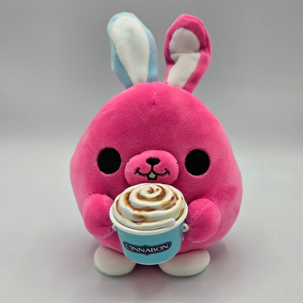 ZURU Mini Snackles Series 1 Britney Bunny Cinnabon Plush Toy‎ Pink Blue Ears